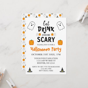 Invitation Mangez, buvez et soyez effrayant Halloween