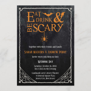 Invitation Mangez, buvez et soyez effrayant Mariage d'Hallowe