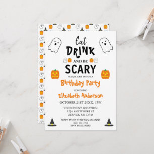 Invitation Mangez, buvez et soyez effrayants Halloween Annive