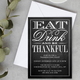 Invitation Mangez, Buvez Et Soyez Gentil Chalkboard Thanksgiv
