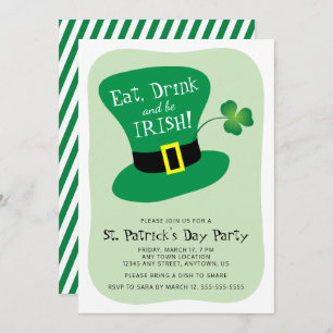 Invitation Mangez, buvez et soyez irlandais St. Patrick's Day