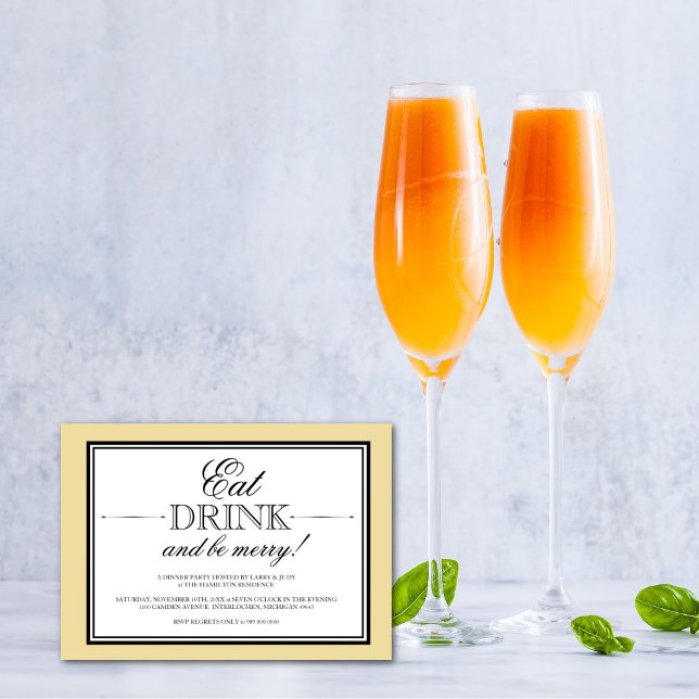 Invitation Mangez, buvez et soyez joyeux Dîner fêté Invitatio (Créateur téléchargé)