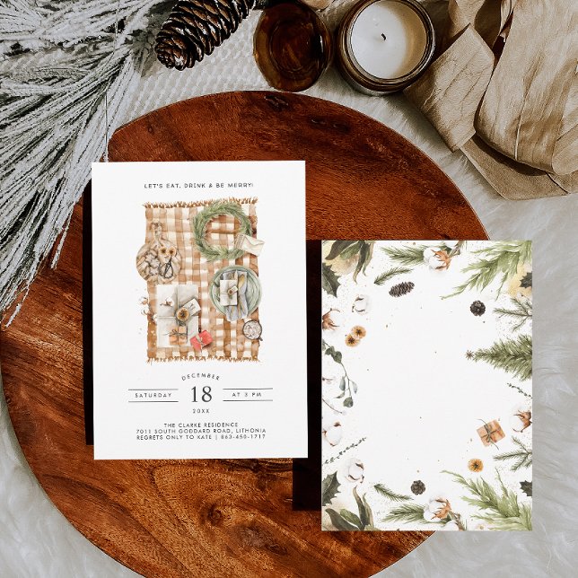 Invitation Mangez, buvez et soyez joyeux | Soirée Noël (Créateur téléchargé)