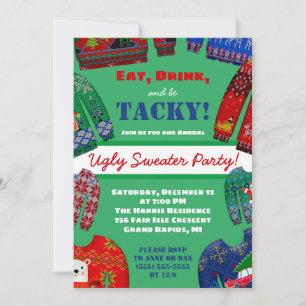 Invitation Mangez, buvez et soyez Tacky Vacances Sweater