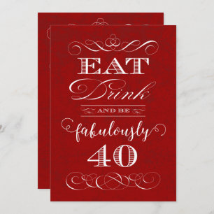 Invitation Mangez la boisson et soyez rouge de fête