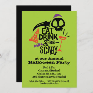 Invitation Mangez un verre et soyez effrayant Halloween