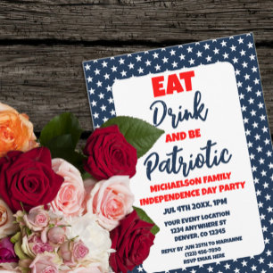 Invitation Mangez Un Verre Et Soyez Patriotique 4 juillet