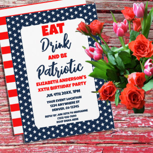 Invitation Mangez Un Verre Et Soyez Patriotique 4 juillet Ann