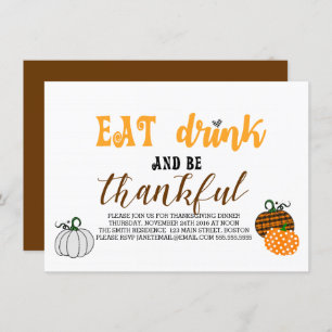 Invitation Mangez Un Verre Et Soyez Reconnaissants À Thanksgi