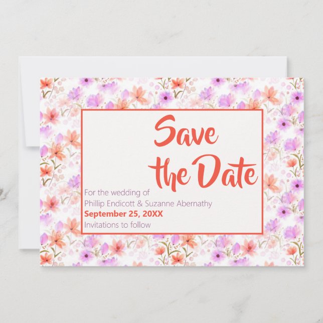 Invitation Mango tropical Orange Floral Pattern Enregistrer l (Devant)