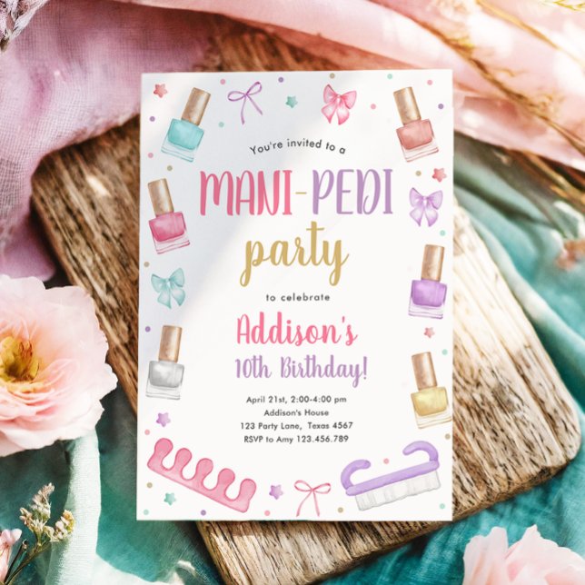Invitation Mani-Pedi Party Manicure and Pedicure Bow Birthday (Créateur téléchargé)