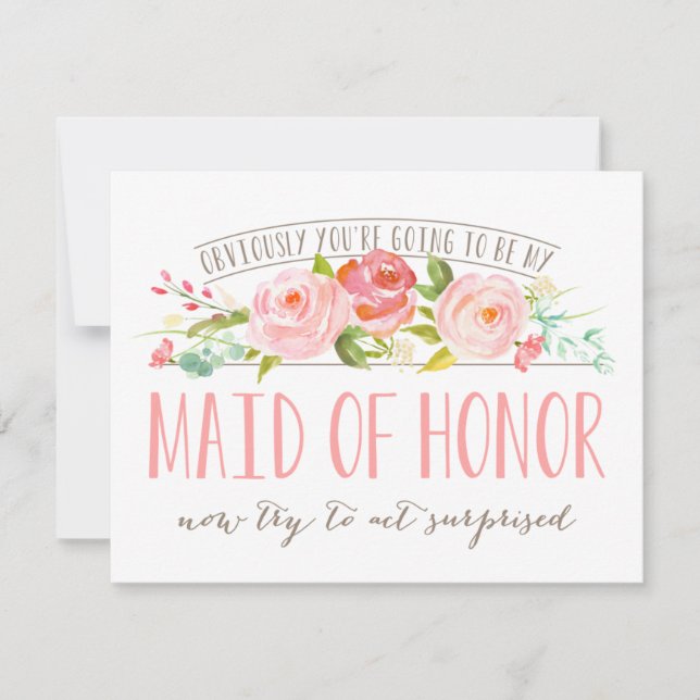 Invitation Manifestement Maid Of Honor Rose Garden Card (Devant)
