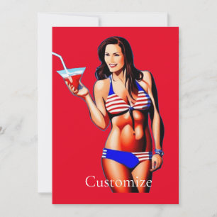 Invitation Mannequin de fitness en bikini patriotique Thunder