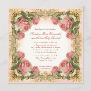 Invitation Manoir du Rose Vintage parisien Mariage officiel