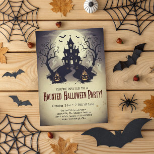 Invitation Manoir Hanté Vintage Soirée Halloween Effrayante