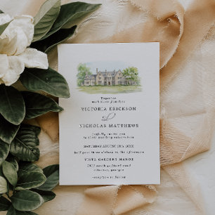 Invitation Manoir Hartwood   Mariage au manoir aquarelle