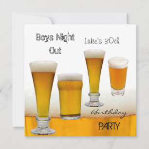 Invitation Mans 30e anniversaire fête Bière Boys Night Out