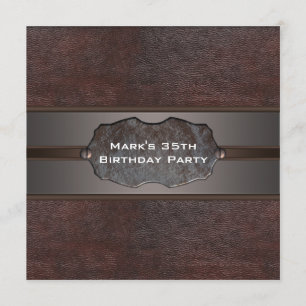 Invitation Mans Anniversaire Fête Cuir Brown