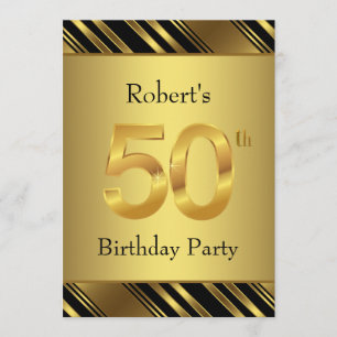Invitation Mans Black and Gold 50th Birthday Party