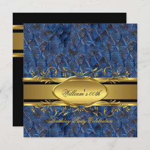 Invitation Mans Blue Black Gold fête d'anniversaire Hommes 2
