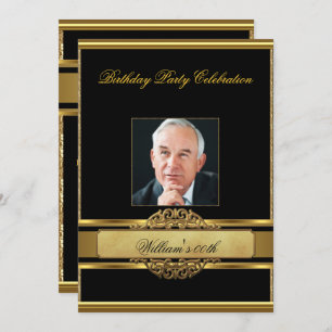 Invitation Mans Elegant Gold Fête Anniversaire Hommes Photo