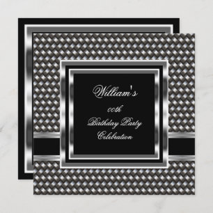 Invitation Mans Elégant Noir Argent Anniversaire Hommes