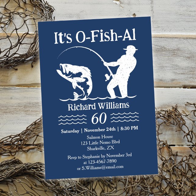 Invitation Man's It's O-fish-al Fisherman 60e anniversaire (Créateur téléchargé)