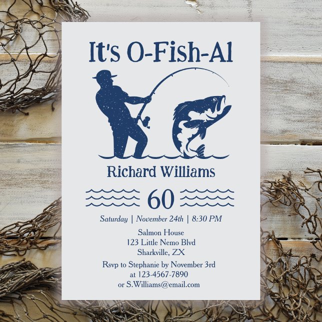 Invitation Man's It's Ofish Fisherman 60e anniversaire (Créateur téléchargé)