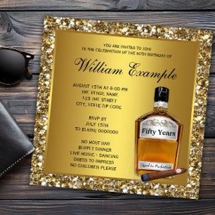 Invitation Mans Or vieilli à la perfection Whiskey Anniversai