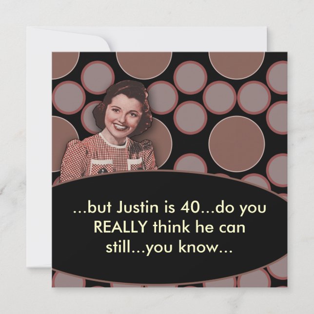 Invitation Mans Retro 40e fête d'anniversaire (Devant)