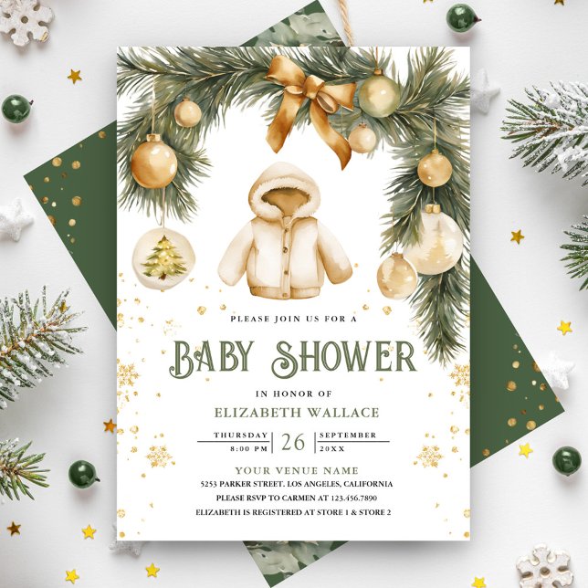 Invitation Manteau rustique boho hiver bébé Noël (Créateur téléchargé)
