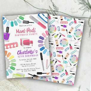 Invitation Manucure Pédicure Fille Fête d'anniversaire Ongles