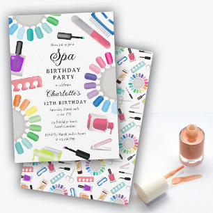 Invitation Manucure Pédicure Fille Spa Anniversaire
