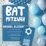 Invitation Manufacture super Bat mitzvah personnalisé Étoiles<br><div class="desc">Carte parfaite pour annoncer un bat mitzvah ! L'art à la main pour vous avec le lettrage à l'avant et un motif à l'arrière ! ENTIÈREMENT PERSONNALISABLE ! Cliquez sur "Personnaliser" ci-dessus pour modifier le texte. Cliquez sur "modifier à l'aide de l'outil de conception" pour ajuster les polices, les couleurs...</div>