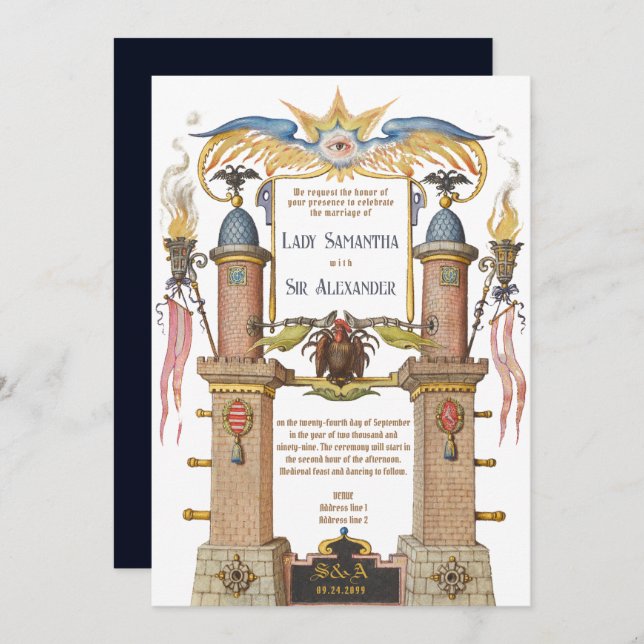 Invitation Manuscrit de la Renaissance ésotérique Mariage méd (Devant / Derrière)