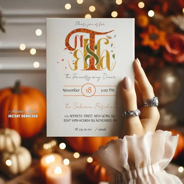Invitation Manuscrit Élégant Merci Feuillage d'Automne (Créateur téléchargé)