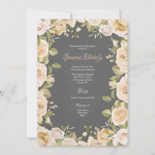 Invitation manuscrite avec cadre de roses