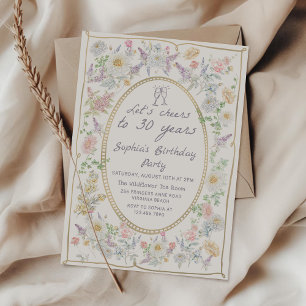 Invitation manuscrite florale pour 30 ans d'annive