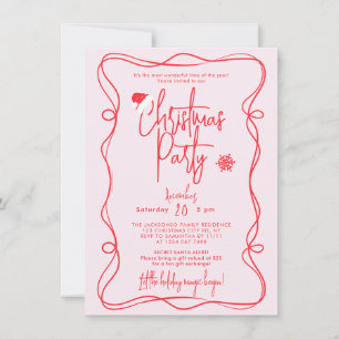 Invitation manuscrite rose pour une fête de Noël