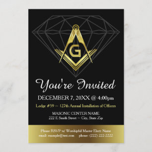 Invitation maonique   Modèle Gold & Black Diamond