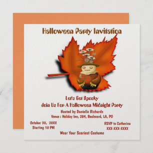 Invitation Maple Leaf Automne Halloween Midnight