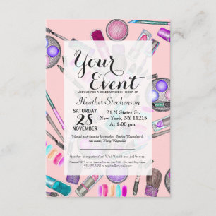 Invitation Maquillage d'aquarelle peint à la main par une fil