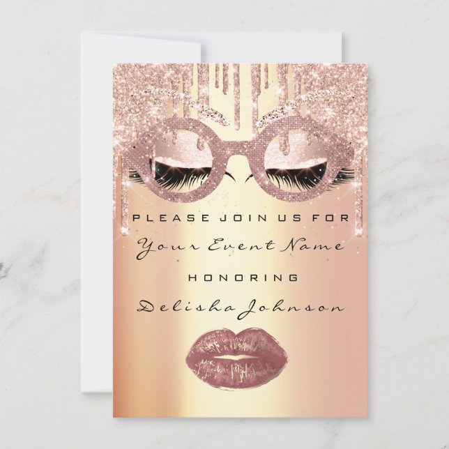 Invitation Maquillage de la Quinceanera nuptiale en verre dou (Devant)