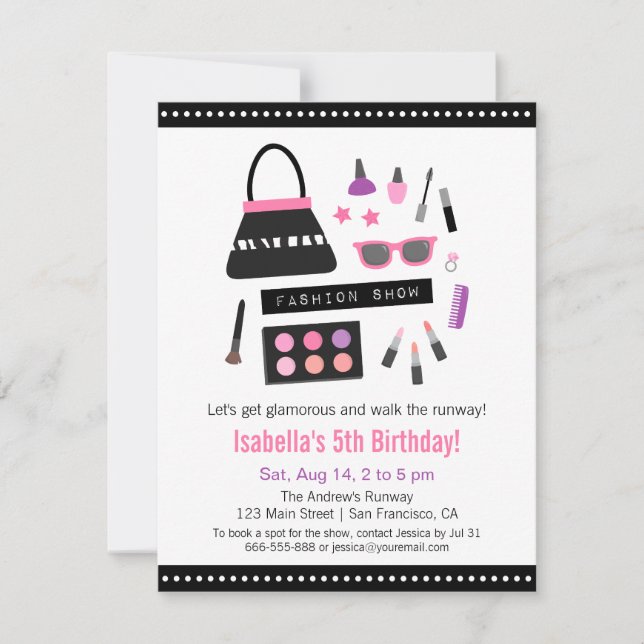 Invitation Maquillage Fashion Show Anniversaire Fête Invitati (Devant)