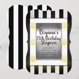 Invitation Maquillage Miroir Beauté Makeover Ado fête d'anniv