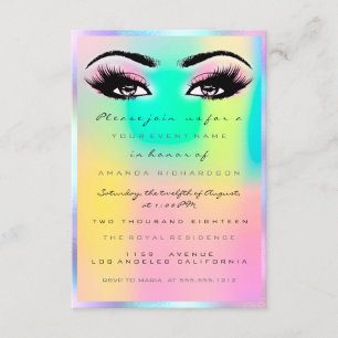 Invitation Maquillage Rose Holographique Mariage Douce 16e