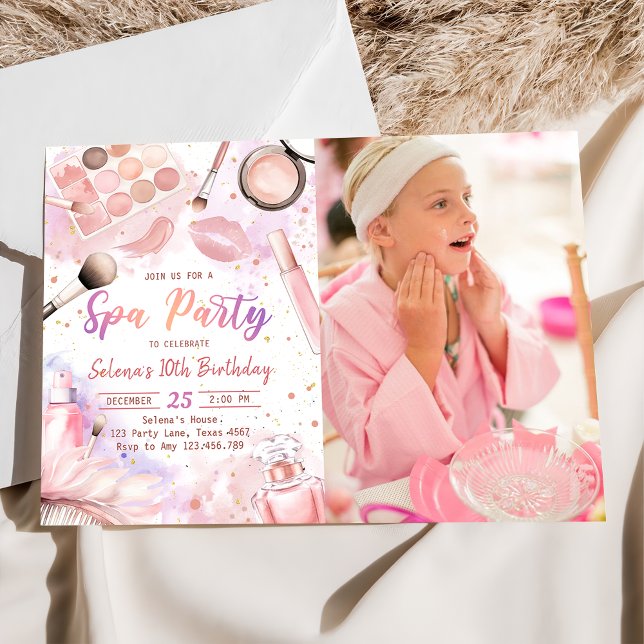 Invitation Maquillage spa Anniversaire Pink Glitz & Glam Part (Créateur téléchargé)