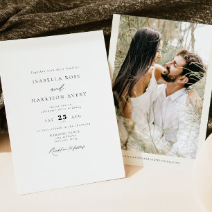 Invitation MARAH Elegant Minimaliste Simple Photo Mariage