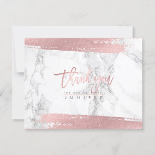 Invitation Marble Faux Rose Gold Script Merci