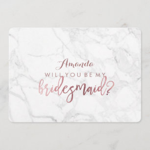 Invitation Marble+Faux Rose Gold Vous Serez..Bridesmaid